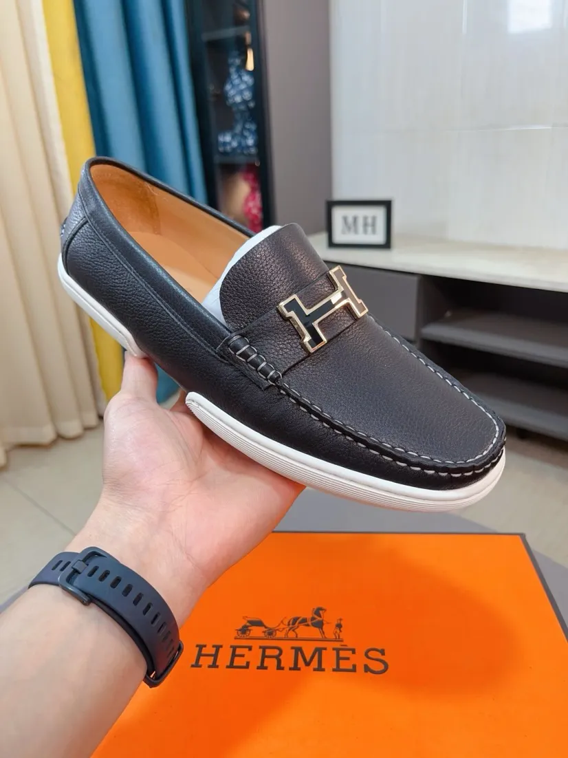 Men's shoes 💰458🌹🌹Niuli "HERMES" Hermès business leather shoes, original factory configuration, original imported cowhide upper + luxury hardware logo + fully imported original customized cowhide lining, sole: rubber wear-resistant outsole, difficult craftsmanship, original factory follow-up goods, 🔍🔍high quality code number: 38-44 45 can be customized